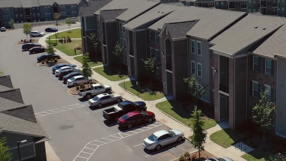 Parking lot and walkways at an apartment community